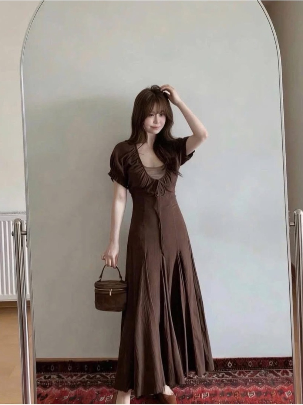Zara Brown Maxi Tie-Front Dress